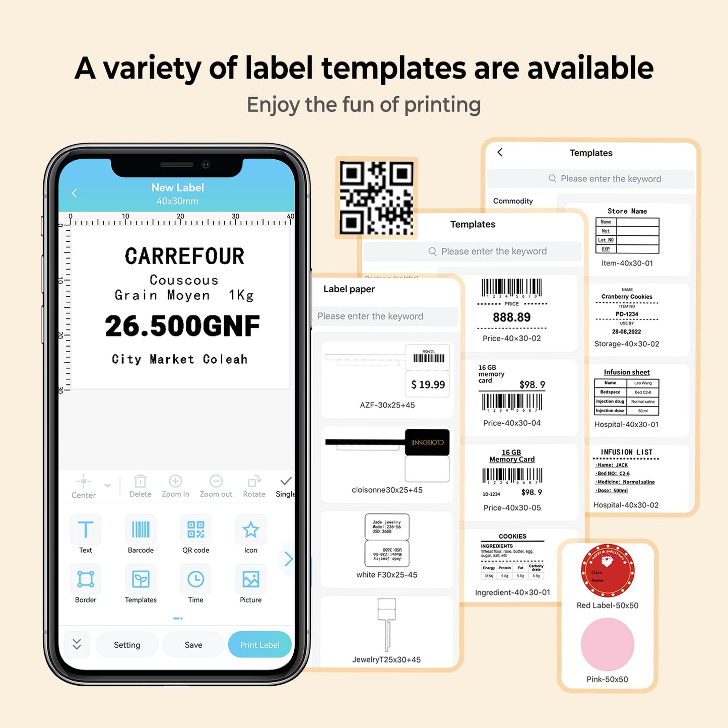 Phomemo - M110 Label Printer - Wireless Bluetooth Thermal Label Machine for Clothing, Jewelry, Retail, Home, Portable Barcode Labeling Machine Compatible with Android and iOS Phone, Orange