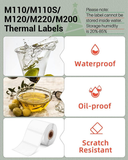 Phomemo Christmas Thermal Circle Label for M110/M110S/M120/M200/M220 Label Maker-Clear Printing, Good Adhesive for Address/Barcode/Mailing/Logo/File Labels, 50 x 50mm, 1.96'' x 1.96'',Green