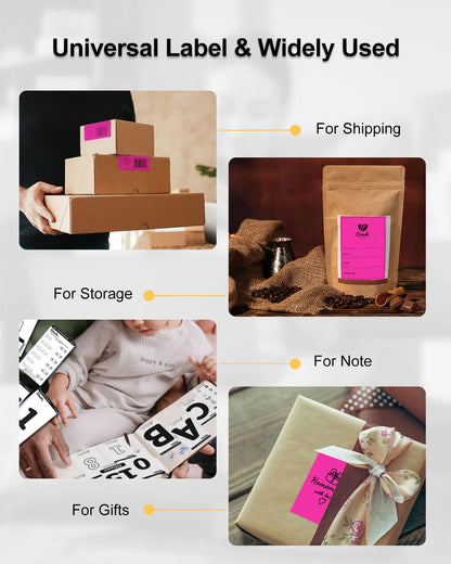 Phomemo 4x6 Thermal Label Printer Paper - 500 PCS Rose Red 4''x6'' Fan-Fold Labels Shipping Supplies Labels - Water/Oilproof Label Stickers - Permanent Adhesive Mailing Labels Paper for Thermal Printer