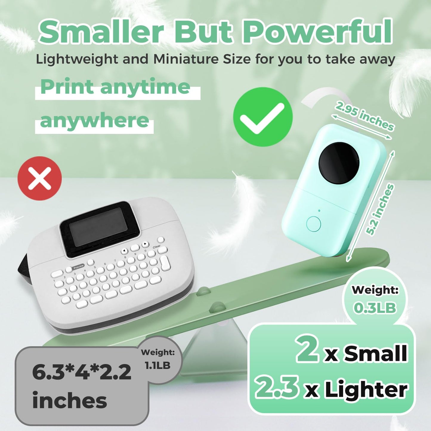 Phomemo D30 Etichettatrice Bluetooth, Mini Etichettatrice Etichette Adesive, Stampante Termica per iOS & Android,Bluetooth Stampante Etichette Autoadesive per La Casa, L'ufficio e la Scuola - Verde