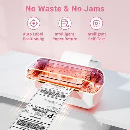 Phomemo Thermal Shipping Label Printer, 4x6 Desktop Thermal Label Printer for Shipping Packages/Small Business/Office/Home, Widely Used for Amazon, Ebay, Shopify, Etsy, UPS, FedEx - Pink (USB Only)