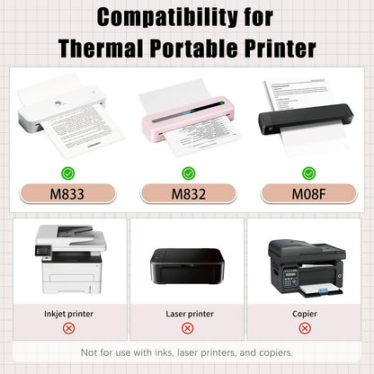 Phomemo A4 Thermal Paper, M08f Thermal Printer Paper Compatible with M08F M832 M833 & Brother Portable Thermal Printer, Thermal Printing Paper, 8.27''¡Á11.69'',200 Sheets