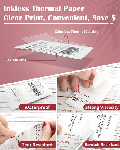 Multi-Purpose Square Self-Adhesive Label for Phomemo M110/M110S/M120/M200/M220 Label Printer,1.97''x3.15''(50x80mm),100 Labels/Roll, Black on White