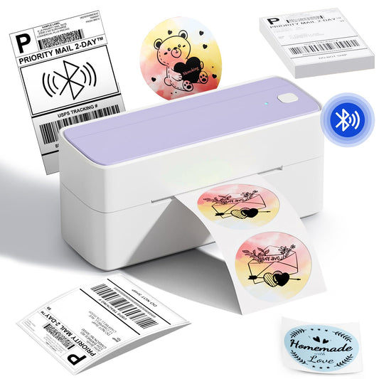 Phomemo Thermal Label Printer for Packages - 4x6 Shipping Label Printer for Small Business - Barcode Label Printer Address Label Printer for Phone&PAD&PC, Purple