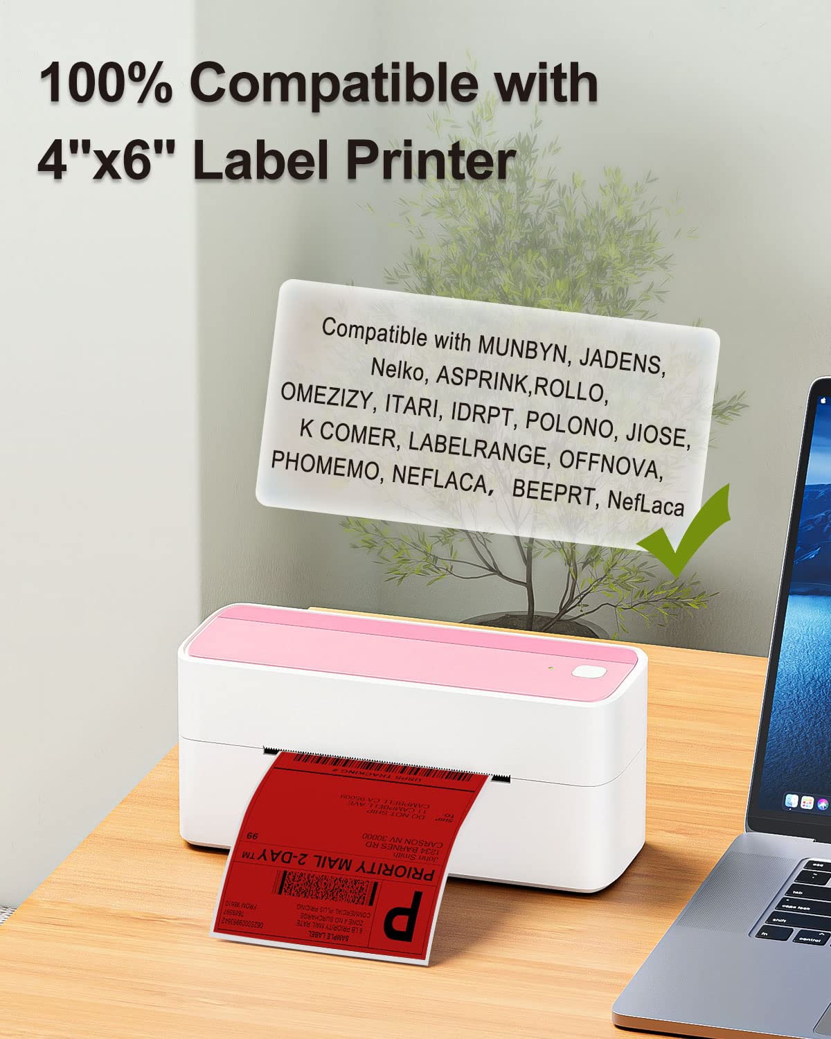 Phomemo 4x6 Thermal Label Printer Paper - 500 PCS Red 4''x6'' Fan-Fold Labels Shipping Supplies Labels - Water/Oilproof Label Stickers - Permanent Adhesive 4x6 Mailing Labels Paper for Thermal Printer
