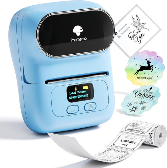 Phomemo Barcode Label Printer- M110 Label Maker Portable Bluetooth Label Maker Machine for Small Business, Barcode, Address, Logo, Clothing, Jerwery, Compatible with iOS & Android