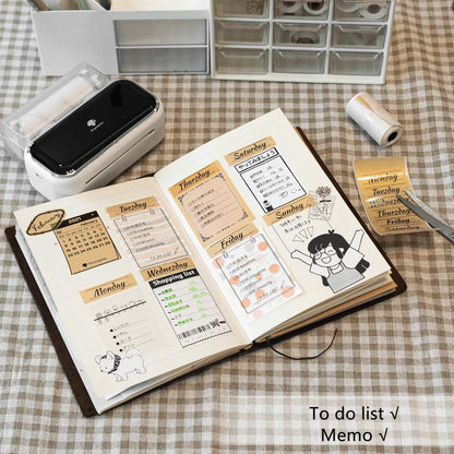 Phomemo Stickerpapier, 80 mm, zwart op wit papier voor Phomemo M03, M03AS, M04S, M04AS mini-thermische printer, 80 x 3,5 m, 2 jaar houdbaarheid, drie rollen per doos