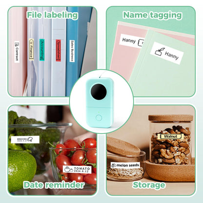 Phomemo D30 Etichettatrice Bluetooth, Mini Etichettatrice Etichette Adesive, Stampante Termica per iOS & Android,Bluetooth Stampante Etichette Autoadesive per La Casa, L'ufficio e la Scuola - Verde