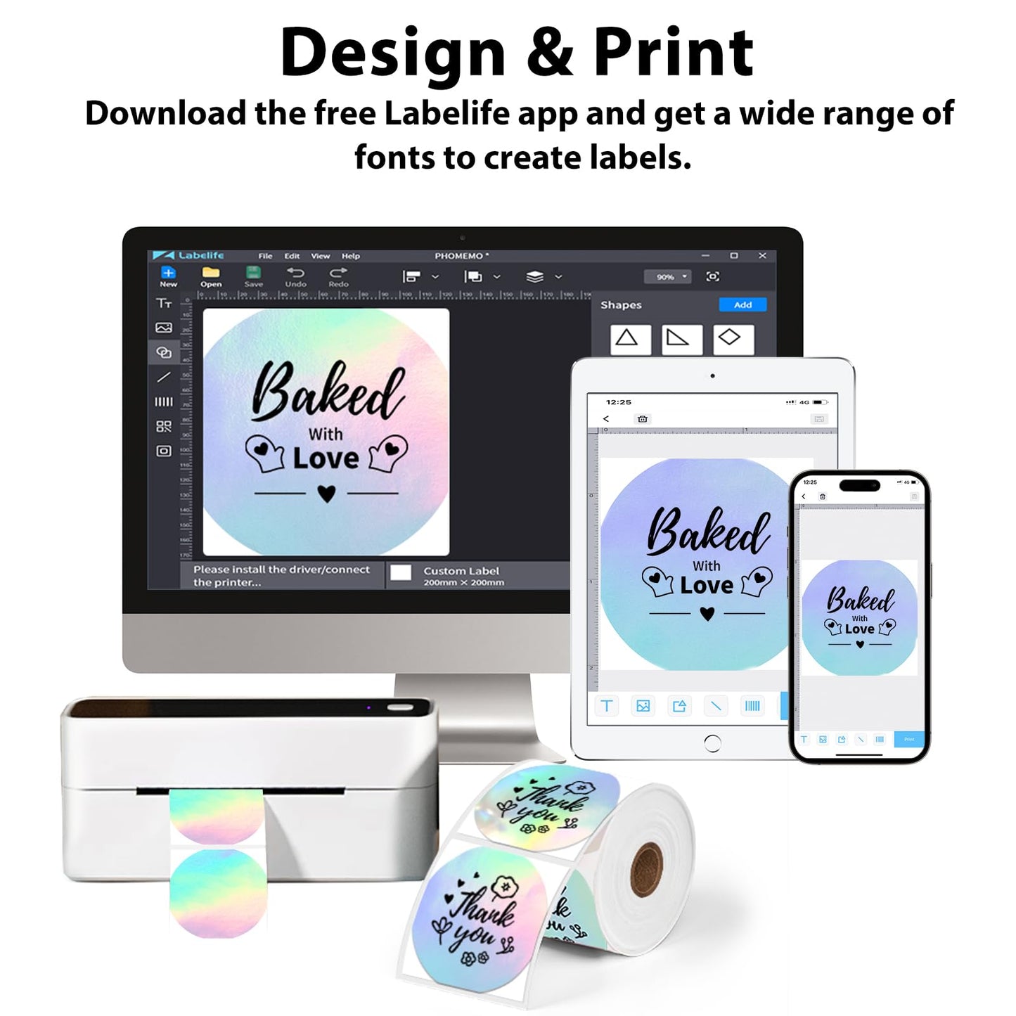 Phomemo 2 inch ronde laser Dazzle etiketten, 400 etiketten/rol, compatibel met MUNBYN, Phomemo, Polono labelprinter, BPA-vrije verzendlabels, zelfklevende thermische etiketten voor logo, code