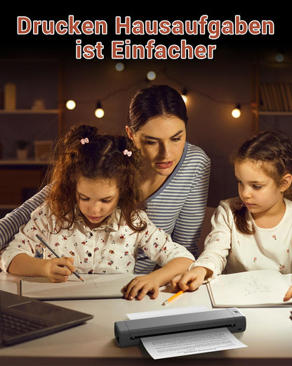 Phomemo Portable Drucker, M08F Bluetooth Mobile Tragbarer Drucker A4 unterstützen 210x297mm A4 Thermopapier, Wireless No-Ink Reisedrucker, kompatibel mit Android und iOS für Unterwegs & Laptop