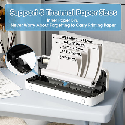 Phomemo Portable Thermal Printer, M832 Wireless Bluetooth Printer, Inkless Printer for Phone Laptop, Support 8.5'' X 11''/A4/2.08''/3.15''/4.33'' Thermal Paper, Small Travel Printer for Car Office Home