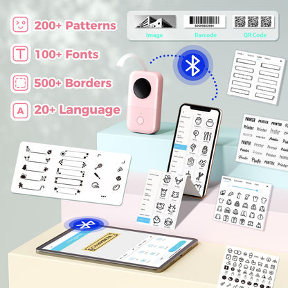 Phomemo D30 Etichettatrice Bluetooth, Mini Etichettatrice Etichette Adesive, Stampante Termica per iOS & Android,Bluetooth Stampante Etichette Autoadesive per La Casa, L'ufficio e la Scuola - Rosa