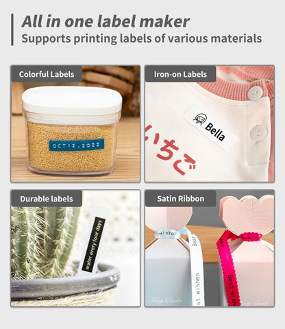 Phomemo P12 Mini Bluetooth labelset met 3 rollen verschillende gekleurde etiketten, thermo-etiketteerapparaat, zelfklevend, etiketprinter voor thuis, kantoor, labelprinter voor iOS en Android