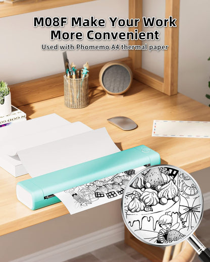 Phomemo Sk?adany papier termiczny M08F A4, kompatybilny z Phomemo M08F i innymi przeno?nymi drukarkami A4, papier do drukarek M08F, 210 x 297 mm, 100 arkuszy