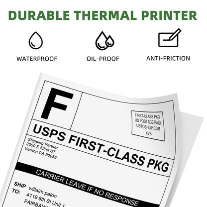 Phomemo 4x6 Thermal Label Printer Paper - 100 PCS White 4''x6'' Fan-Fold Labels Shipping Supplies Labels - Permanent Adhesive Thermal Shipping Label for Shipping Packages - Water/Oilproof Mailing Labels