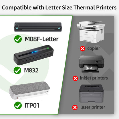 Phomemo 8.5 x 11 Inch Thermal Printer Paper, 100 Sheets US Letter Continuous Folding Thermal Paper, Compatible with M832 M08F M835 M834 M833 and Other Letter Size Portable Thermal Printers