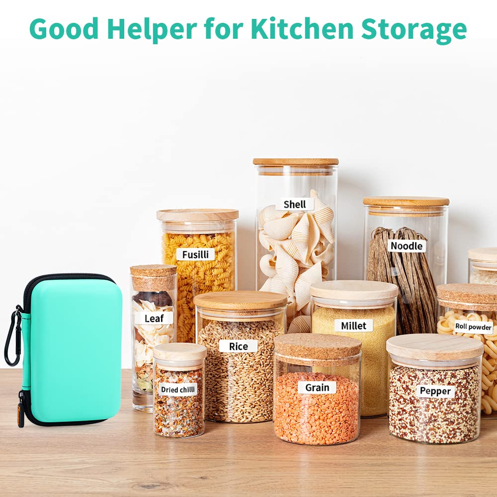 Phomemo D30 D35 Label Marker Green Case with 6 Rolls of Color Combo Set Label Tapes, Waterproof Storage Bag with Black on White Clear Starry Sky Label Tapes, Sticker Thermal Paper Self-Adhesive