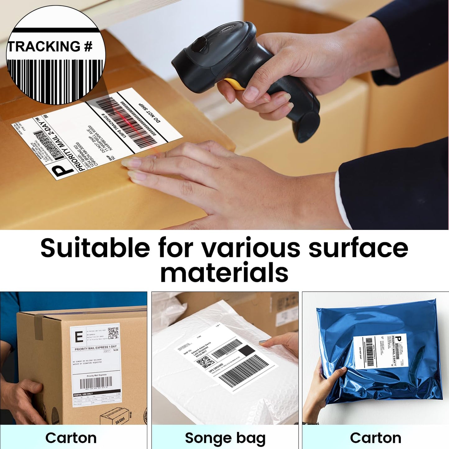 Phomemo 4''x6'' Direct Thermal Shipping Label, Pack of 500 4x6 Thermal Labels - for Shipping Labels,Mailing,Address, Product Logo, Barcode Labels,Strong Adhesive (White)-Roll Version