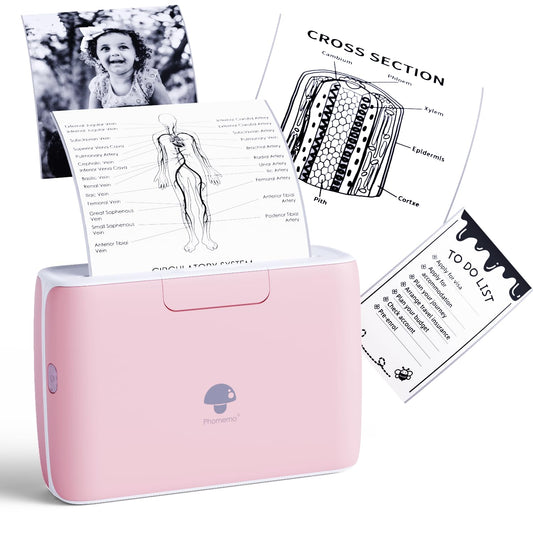 Phomemo 4'' Portable Thermal Printer- Bluetooth Mobile Printer Inkless Printer, Support 2/3/4 inch Printing Width, 300dpi, Compatible with Phones, Computer, Ideal for Documents, Notes, Label, Sticker