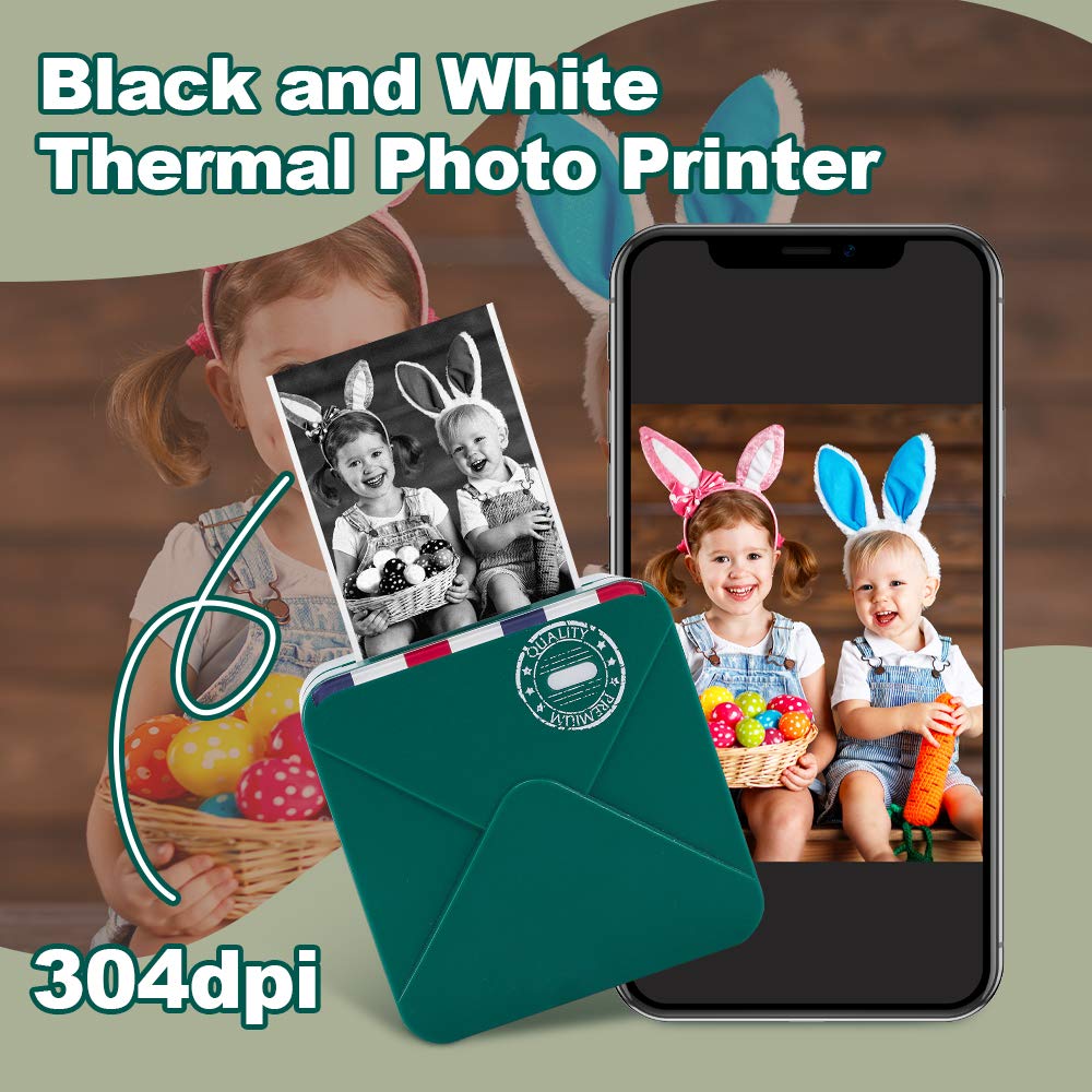M02S Mini Imprimante Thermique sans Fil Bluetooth Portable 300 dpi Impression HD pour l'organisation de Journaux, Photos, Compatible avec iPhone et Android, Cyan