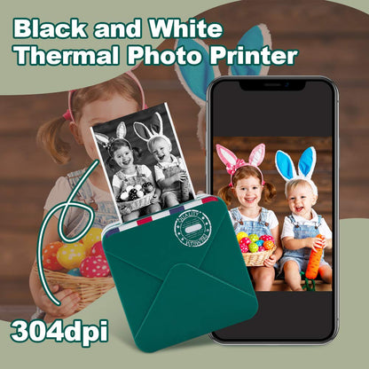 M02S Mini Imprimante Thermique sans Fil Bluetooth Portable 300 dpi Impression HD pour l'organisation de Journaux, Photos, Compatible avec iPhone et Android, Cyan