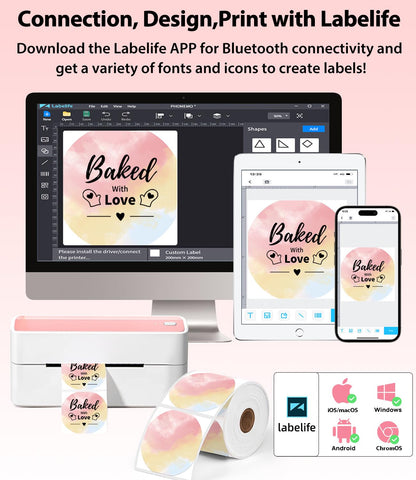 Phomemo Stampante per etichette Bluetooth, PM241BT stampante termica DHL 4XL per Mac/PC, stampante Bluetooth per codici a barre, Amazon, Etsy, Shopify, Royal Mail, DHL, FedEx, UPS