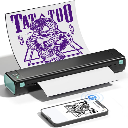 Bluetooth Tattoo Stencil Printer, Phomemo M08F Wireless Tattoo Stencil Printer for Tattooing, Thermal Printer Tattoo Kit with 10PCS Transfer Paper, Compatible with Smartphone Tablet PC