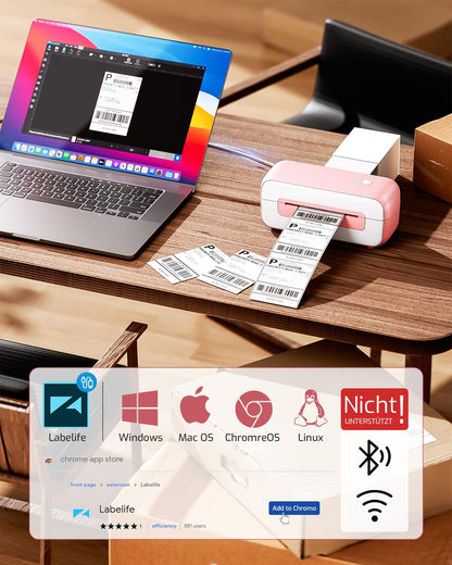 Phomemo Stampante Termica Di Etichette USB,Stampante Etichette Di Spedizione 4x6,PM246S Stampante Di Indirizzo Postale Per Piccole Imprese,Compatibile Con Amazon,EBay,Shopify,Etsy,FedEx,UPS (Rase)