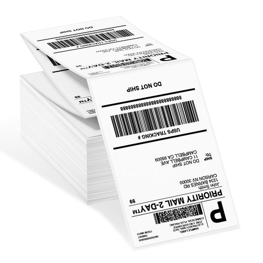 Phomemo Thermal Labels - Direct Thermal Labels, Thermal Label Printer Labels for Logo, Address, Shipping, Package, Compatible with Rollo, and Other 4x6 Inch Thermal Printers (500pcs)