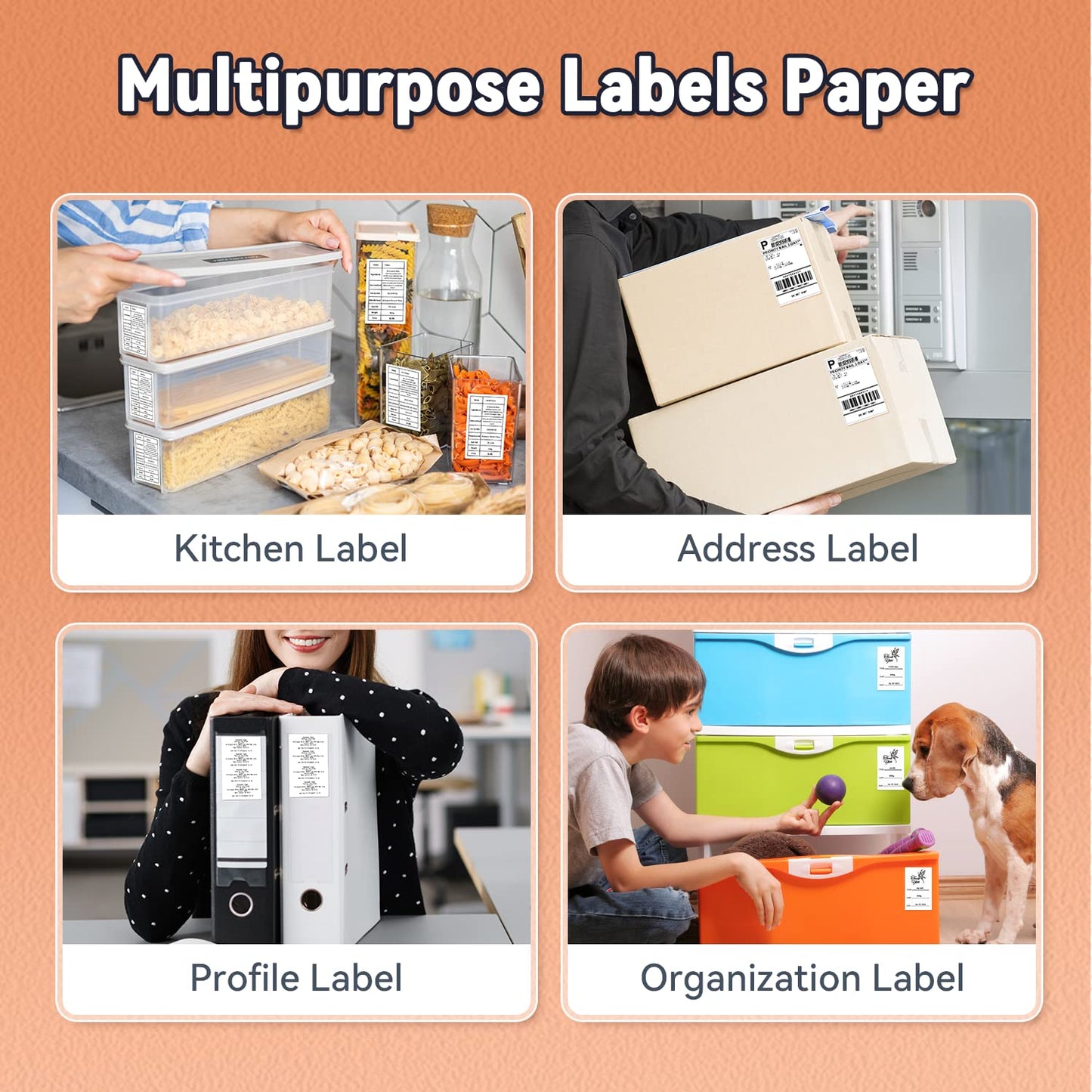 [3x140 pcs] Phomemo Thermal Sticker Label Paper, Multi-Purpose Self-Adhesive Tag for M110, M220, M120, M200, M221 Label Maker Machine, Phomemo Original Labels 1.96''x1.96'' (50x50mm), Black on White