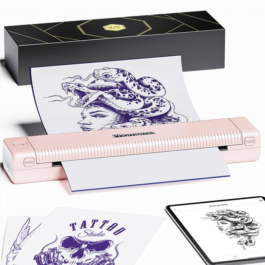 Phomemo Pink Tattoo Stencil Printer, TP81 Wireless Tattoo Printer Machine with 10 Pcs Tattoo Transfer Paper, Bluetooth Stencil Printer for Tattoo Artist/Beginner/Temporary Tattoo, 203 dpi
