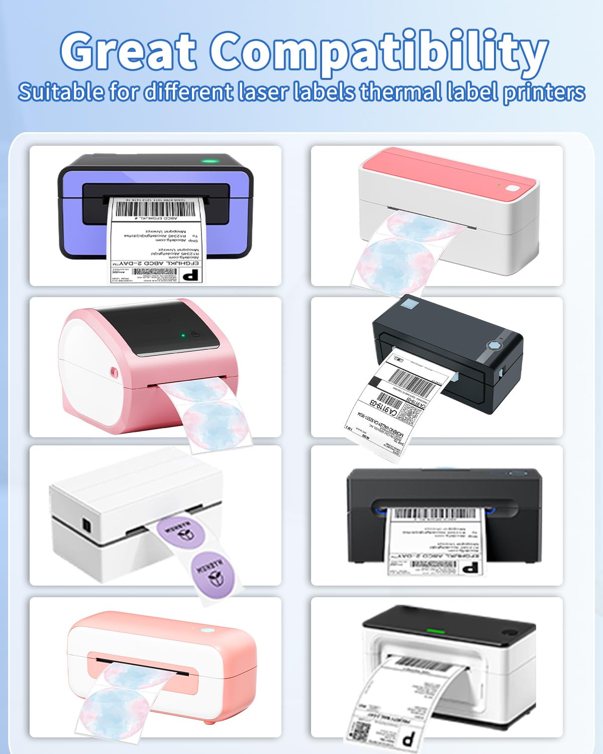 Phomemo Ronde Etiketten Stickers Thermische 50x50mm,Zelfklevende Bloem Veelkleurige Stickers,Cirkel Gepersonaliseerde Handgemaakte Etikettenstickers Voor Bedankje,Logo,Naam,QR Code(500 Etiketten/Rol)