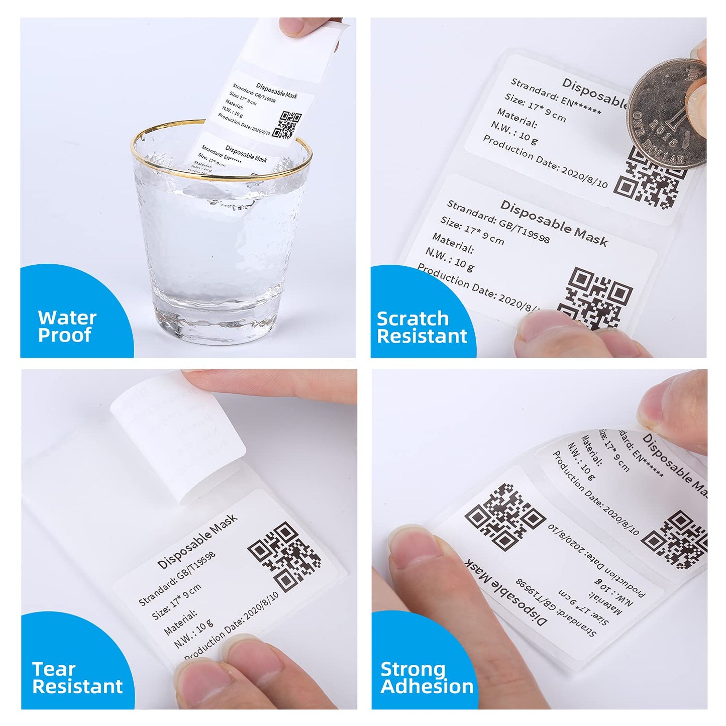 6'lı Paket Phomemo m110/m120 Yazıcı Etiketleri, 50x30 mm Kendinden Yapışkanlı Doğrudan Termal Etiketler Yazıcı Etiket Kağıdı Phomemo M110/M120/M220/M200 Etiket Makinesi için