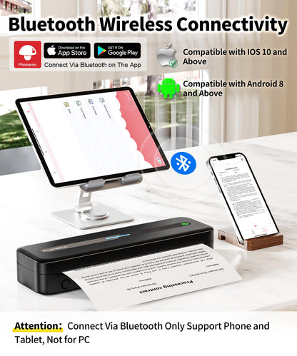 Phomemo Portable Printer,[Upgrade] M832 Inkless Printer,Bluetooth Portable Printers Wireless for Travel,8.5''x 11''Thermal Printer Support Multi Sizes for Home,Office,Car,Compatible with Phone &Laptop