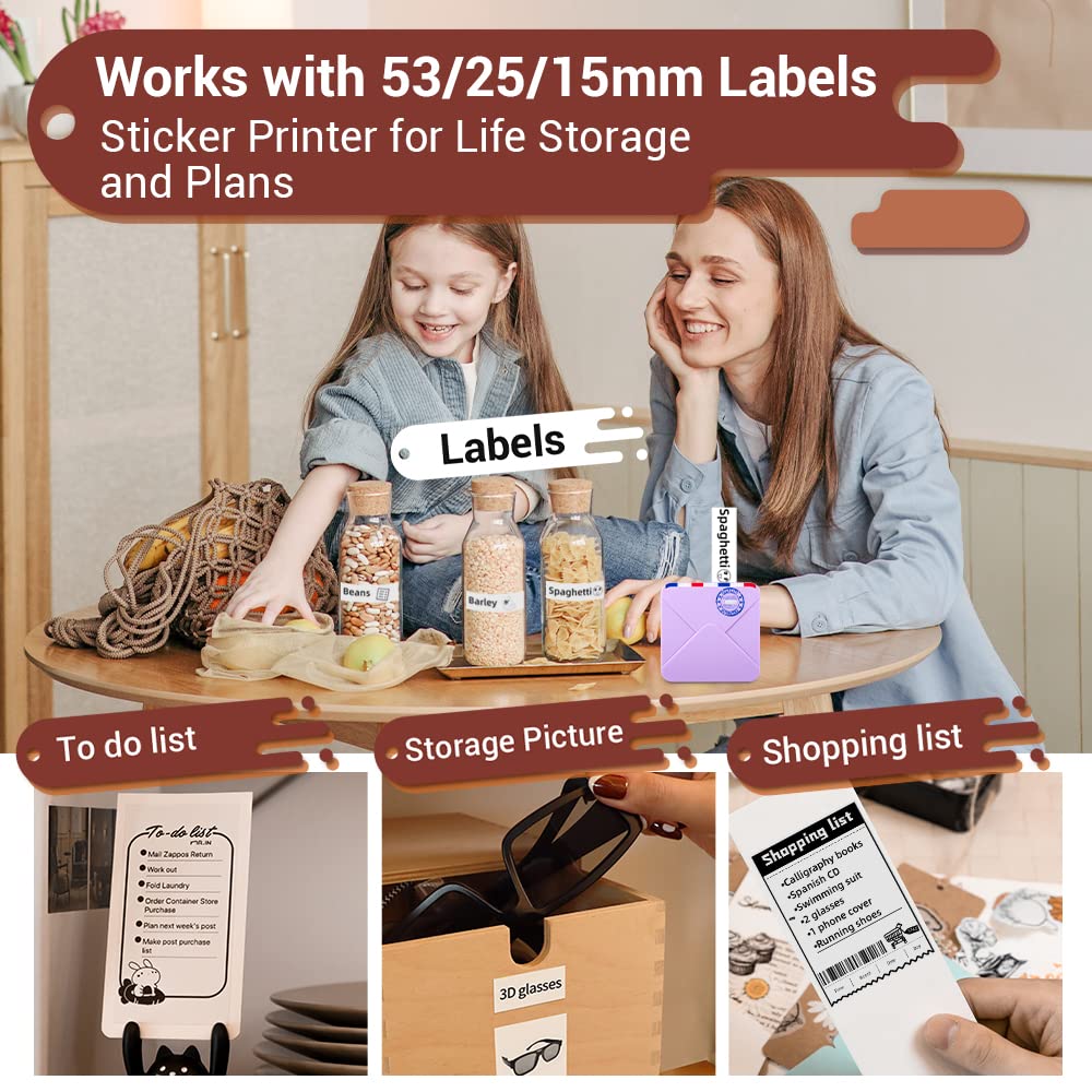 M02S Mini Foto?raf Yaz?c? Seti Kablosuz Bluetooth 300dpi Ta??nabilir HD Bask? ?arj Edilebilir Pil ile, G¨¹nl¨¹k Organizasyon Foto?raflar? i?in Uygun, Phomemo iPhone ve Android ile uyumlu, Mor