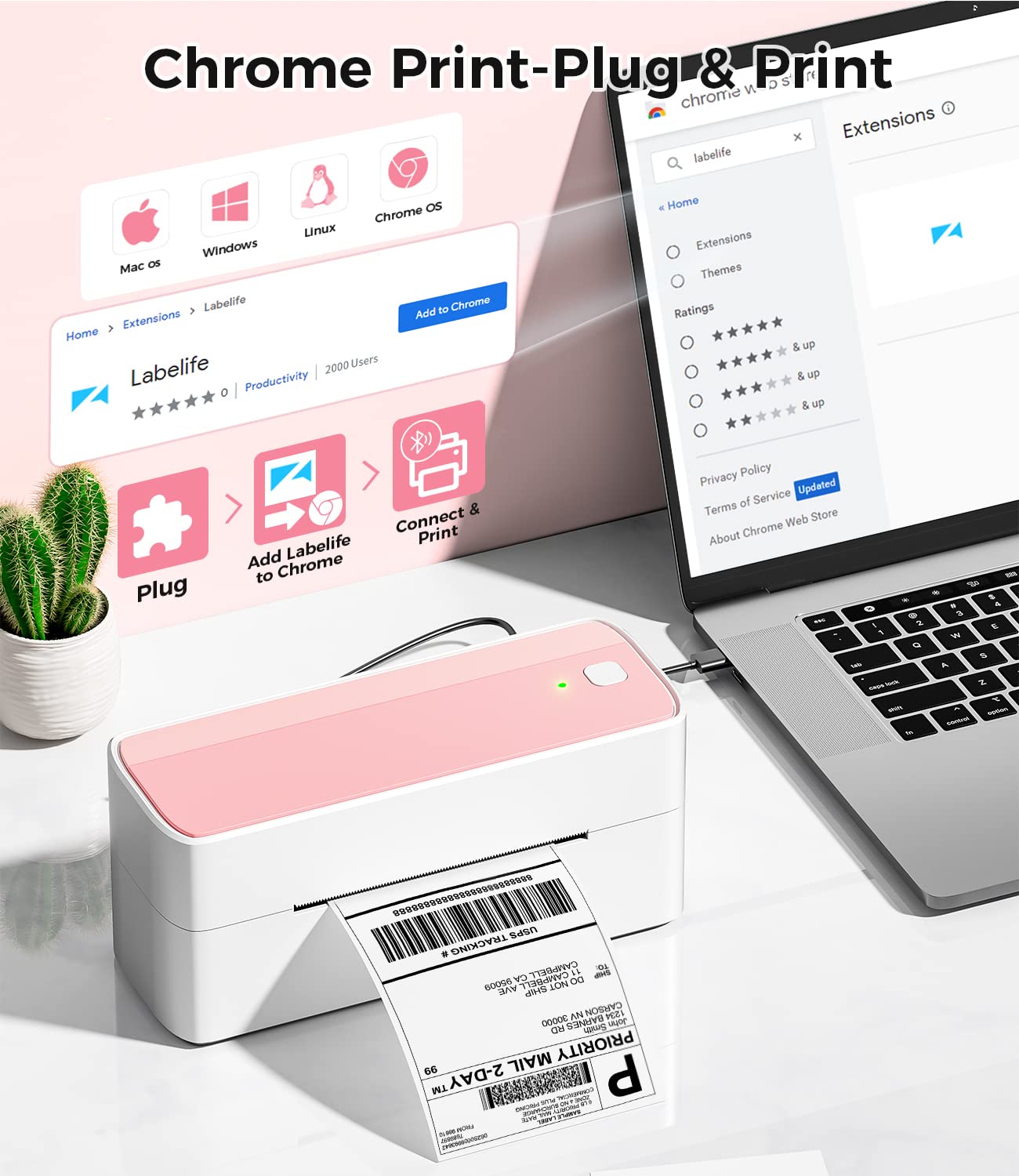 Phomemo Stampante per etichette Bluetooth, PM241BT stampante termica DHL 4XL per Mac/PC, stampante Bluetooth per codici a barre, Amazon, Etsy, Shopify, Royal Mail, DHL, FedEx, UPS