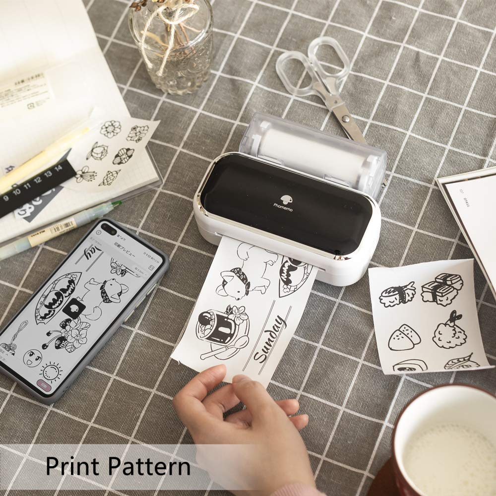 Phomemo Stickerpapier, 80 mm, zwart op wit papier voor Phomemo M03, M03AS, M04S, M04AS mini-thermische printer, 80 x 3,5 m, 2 jaar houdbaarheid, drie rollen per doos