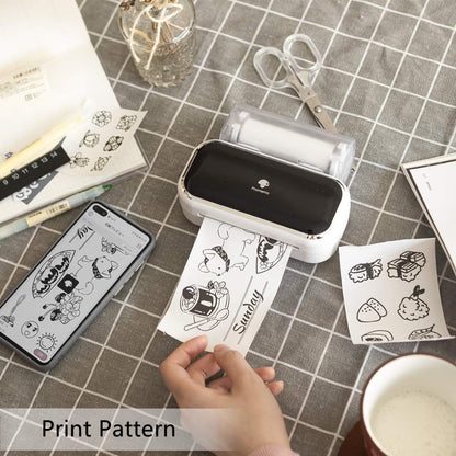 Phomemo Stickerpapier, 80 mm, zwart op wit papier voor Phomemo M03, M03AS, M04S, M04AS mini-thermische printer, 80 x 3,5 m, 2 jaar houdbaarheid, drie rollen per doos