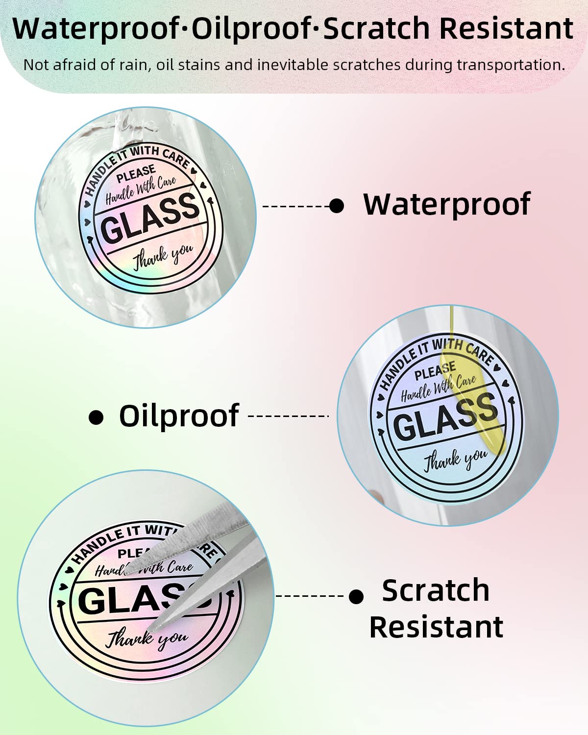 Phomemo 2'' Holographic Silver Thermal Labels, Self-Adhesive Sticker Label, Circular Direct Thermal Label for Thanks Card, Logo, Name, Price, Address, QR Code, 400 Labels, Laser Multicolor