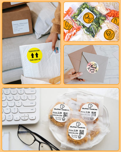Phomemo 2'' Round Thermal Labels, Adhesive Circle Sticker, Printer Label, Circular Direct Thermal Printer Label for Thank You Cards, Logo Design, Name/Price, Address, QR Code, 750