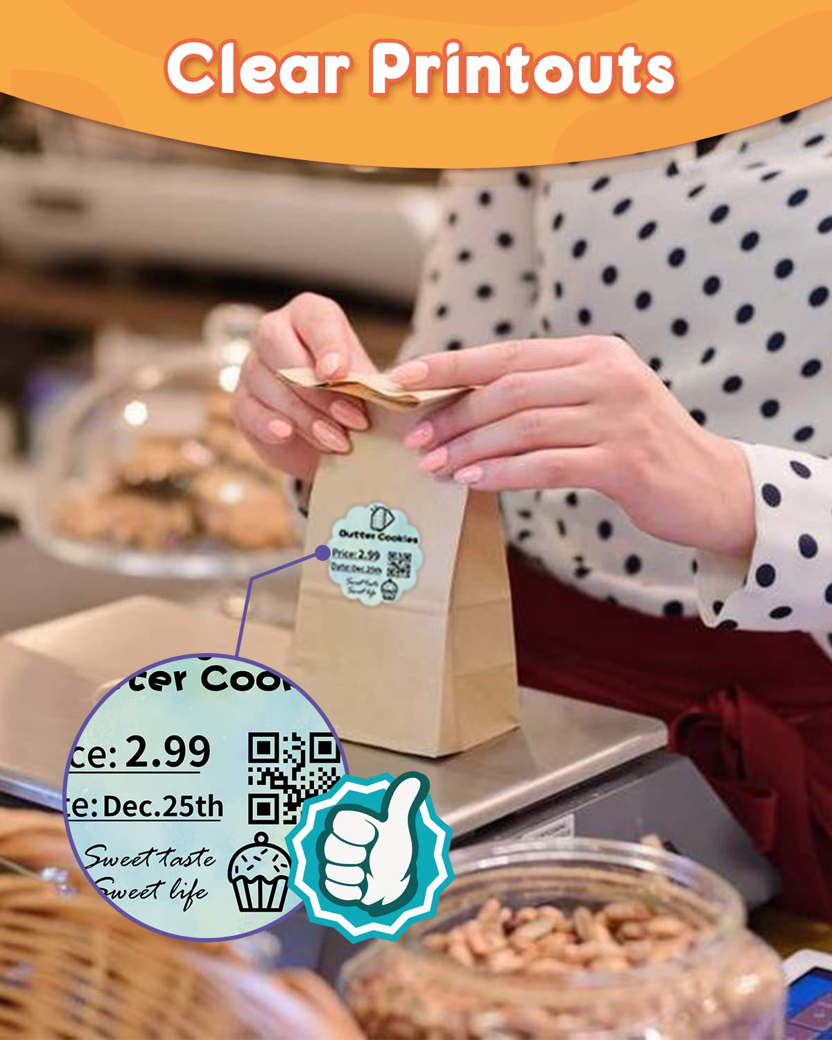 Phomemo 2'' Wellige thermische Etiketten, selbstklebende Blumen Aufkleber Aufkleber Aufkleber für Dankeskarte, Logo, Name, Preis, Adresse, QR Code, 500 Etiketten, blau-grüner Verlauf