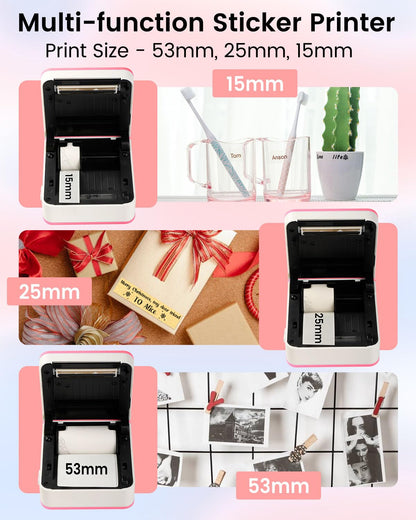 Phomemo Bluetooth printer, thermal photo printer, mini sticker, printer, mobile phone, pocket printer, 300 DPI resolution for iOS and Android system, suitable for study, photo printing, work, memo,