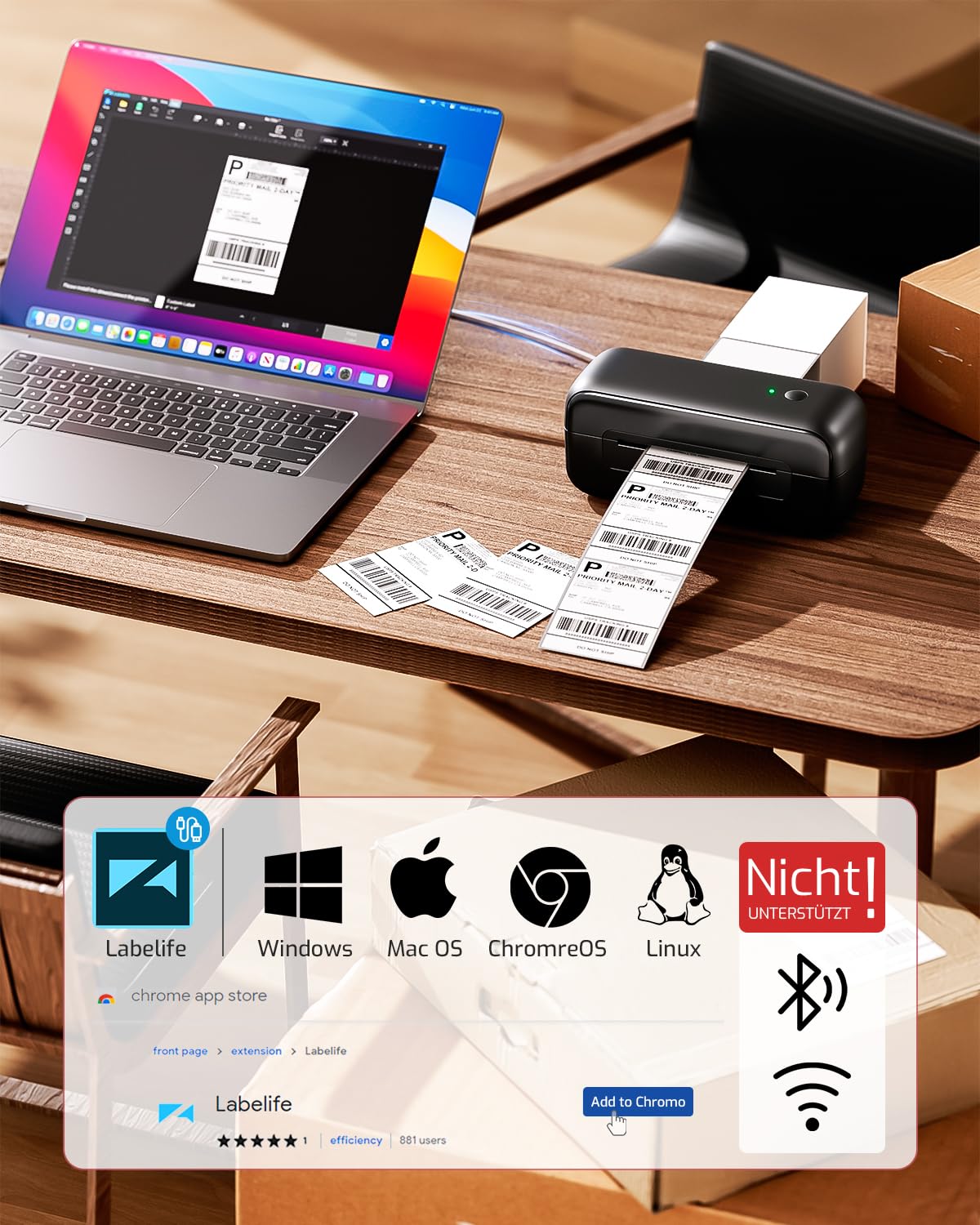 Phomemo Stampante Termica Di Etichette USB,Stampante Etichette Di Spedizione 4x6,PM246S Stampante Di Indirizzo Postale Per Piccole Imprese,Compatibile Con Amazon,EBay,Shopify,Etsy,FedEx,UPS (nero)