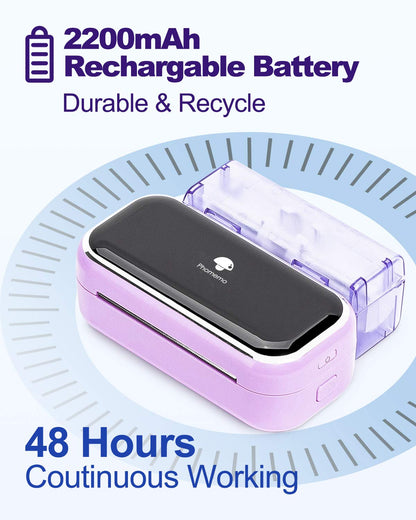 Phomemo M03 Mini Printer,3 Inches Portable Thermal Printer Bluetooth Sticker Printer 53/80mm Printing Width,Compatible with iOS&Android,Ideal, Images, Scrapbooking, Labels-Purple