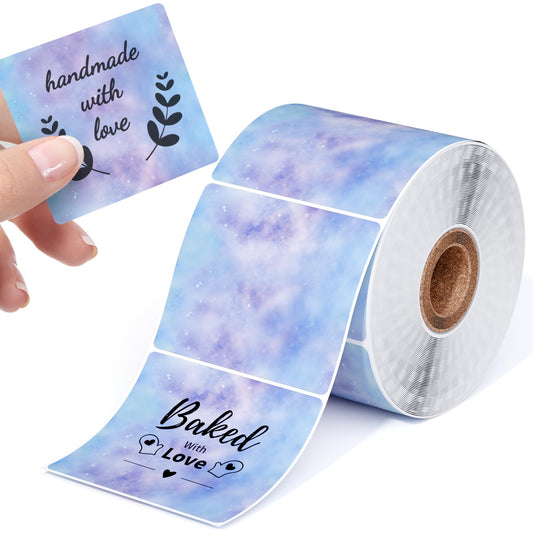 Phomemo Sterne Bunte Quadratische Etiketten - Selbstklebende Thermoetiketten, 2''*2'' (50x50mm), 500 Etiketten/Rolle Sterne Lila Quadratische Etiketten