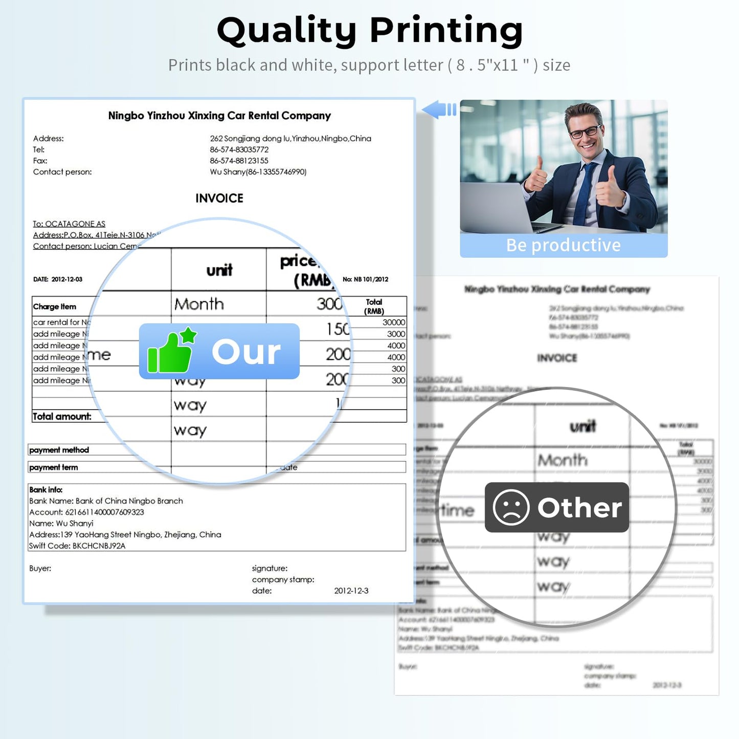 Phomemo Portable Printer Wireless for Travel, M08F Thermal Printer for Home Use Bluetooth Inkless Printer Support 8.5'' X 11'' US Letter, Compact Printer Compatible with Android iOS Phone & Laptop