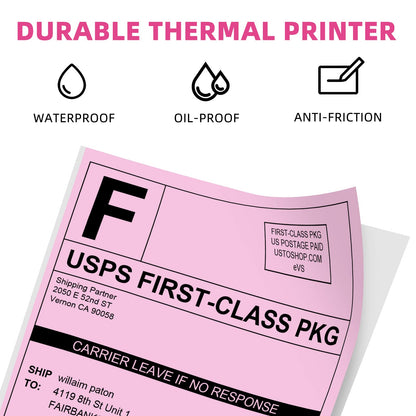 Phomemo 4x6 Thermal Label Printer Paper - 500 PCS Pink 4''x6'' Fan-Fold Label Shipping Supplies Labels - Water/Oilproof Label Stickers - Permanent Adhesive Thermal 4x6 Labels for Small Business Supplies
