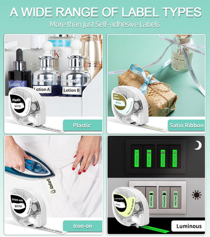 Phomemo P12 Mini Etichettatrice Bluetooth, Stampante Etichette Adesive con nastro, Label Maker che Stampa Etichette Adesive, Etichette per Stoffe e Nastri Satinati per La Casa e Cucina