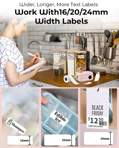Label Maker Machine- Phomemo D50 Mini Label Maker with Cutter Thermal Label Printer for 3/4'' to 7/8'' Tape, Labeler for Home Organization, School, Office, Gift, Support iOS & Android