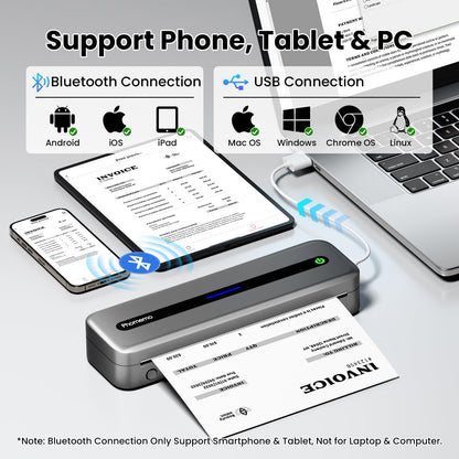 Phomemo Portable Printer, M832 Inkless Thermal Printer, Bluetooth Portable Printers Wireless for Travel, Support 8.5''x11''/A4/4.33''/3.15''/2.08'' Thermal Paper, Mobile Printer for Phone Laptop, with Case